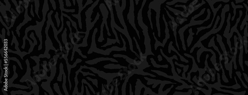 Seamless skin of zebra pattern. Black tiger stripes fur texture. Abstract curved lines ornament. Stylish hand drown wild animal print background for fabric, textile and wallpaper. Vector illustration