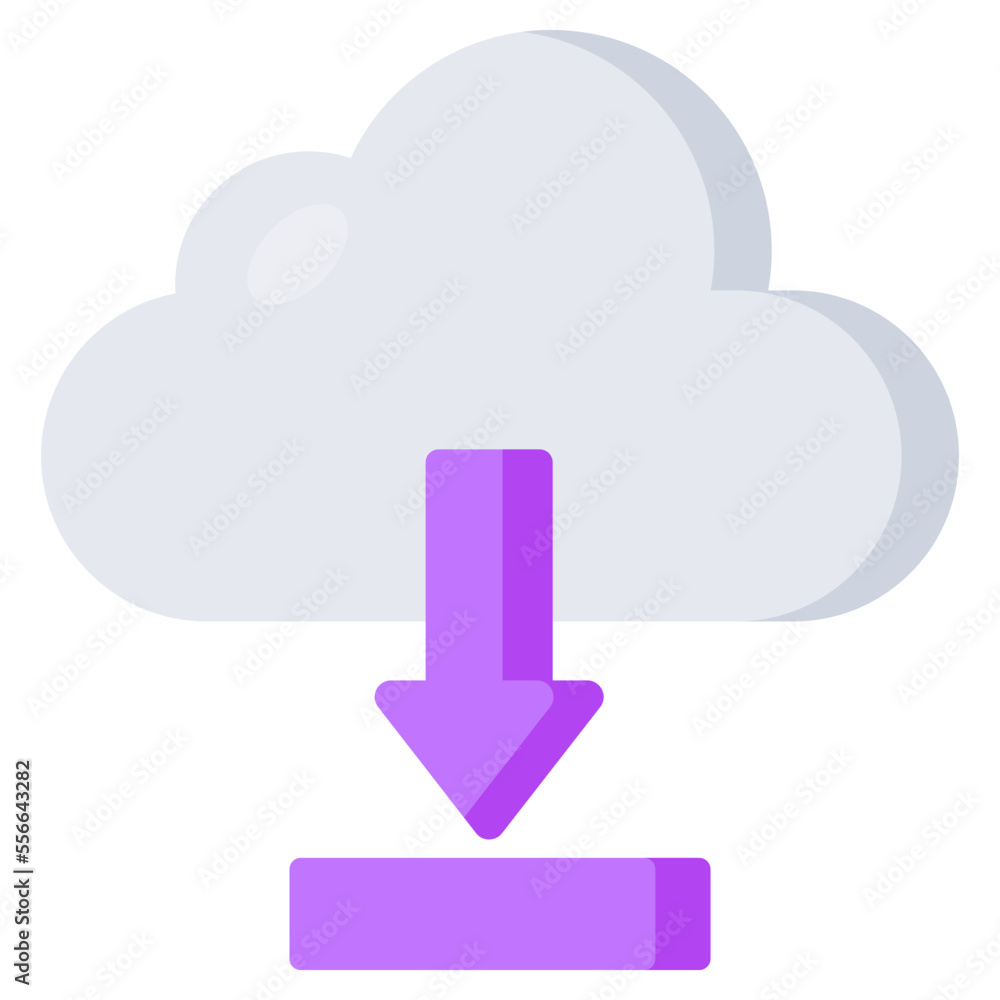Conceptual flat design icon of cloud download Conceptual flat design icon of cloud download