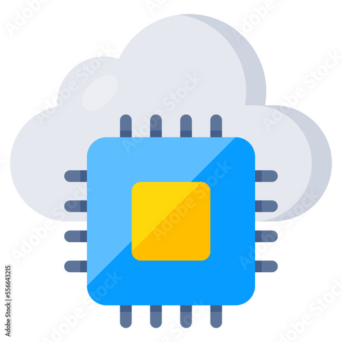 Conceptual flat design icon of cloud chip