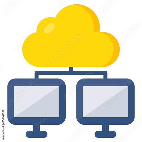 Cloud hosting icon in fiat design isolated on white background