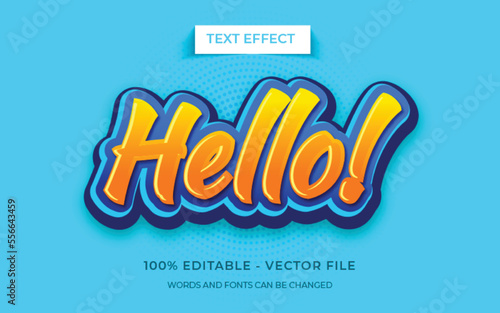 Hello text style editable text effect