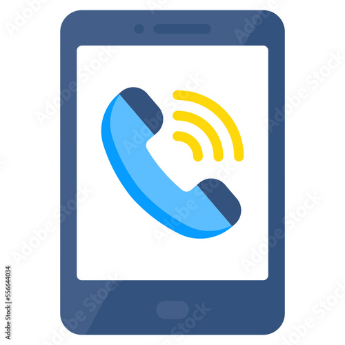 A colored design icon of mobile incoming call