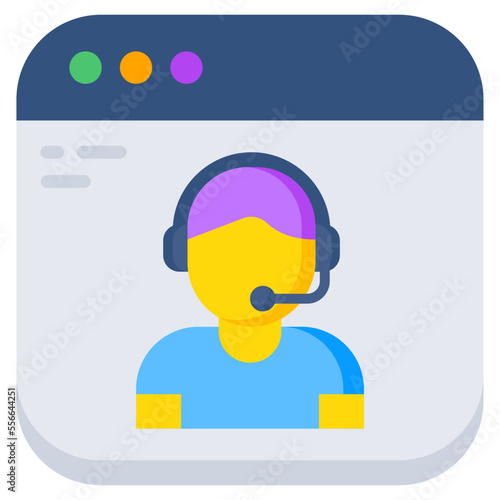 A colored design icon of online helpline  