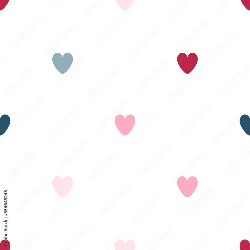 Seamless pattern with multicolored hearts. For card, posters, banners, printing on the pack, printing on clothes, fabric, wallpaper.	