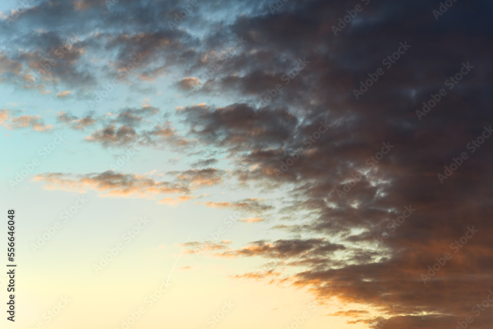 Fototapeta premium The blue sky and clouds sky. blue sky background before sunset