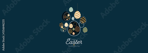 Happy Easter banner. Modern minimal design. Flat vector illustration.