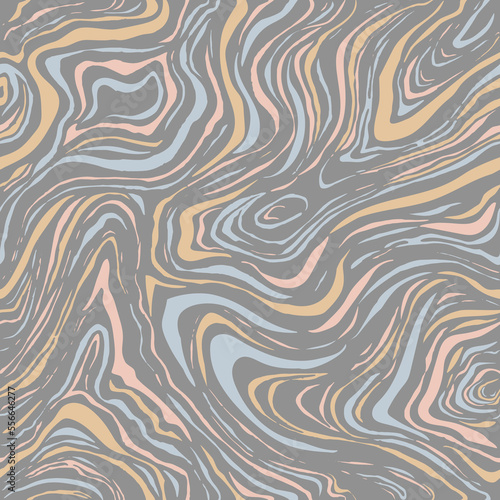 Wavy swirl vector seamless pattern Hand drawn 1970 vector illustration. Sixties pattern trippy. Groovy hippy style. 