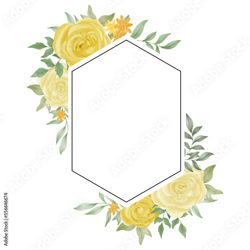 yellow rose flower watercolor frame decoration