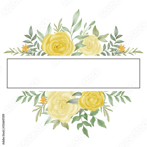 Принти на полотні yellow rose flower watercolor frame decoration