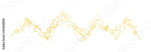 Zigzag, squiggle plume golden abstract grainy texture, crumbs for background or backdrop. Gold dust. Sand particles grain. Jewelry, carefully placed by hand. Jewel confetti. Vector