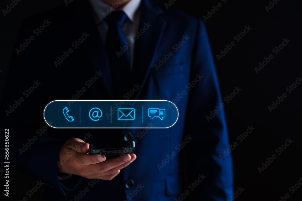 Contact us concept. Business man consulting customers who contact us, call center service, customer consulting service, email, hotline, business contact, digital online business, digital service. Contact us concept. Business man consulting customers who contact us, call center service, customer consulting service, email, hotline, business contact, digital online business, digital service.