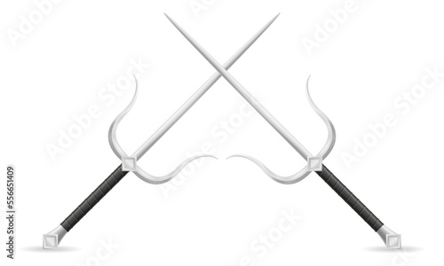 sai dagger ninja weapon japanese warrior assassin vector illustration