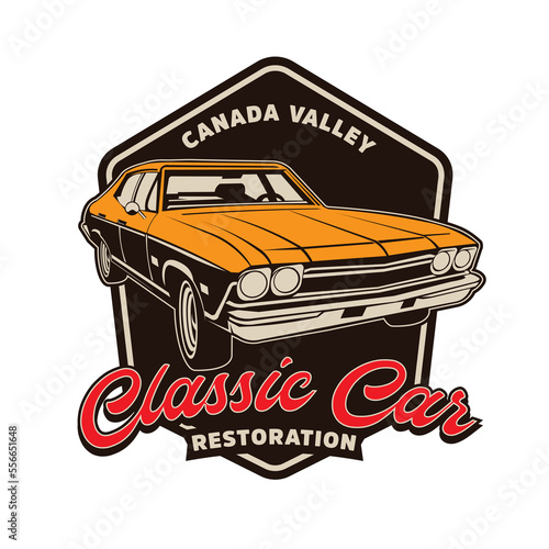 Classic car vector illustration, perfect for t shirt and car garage restoration logo design