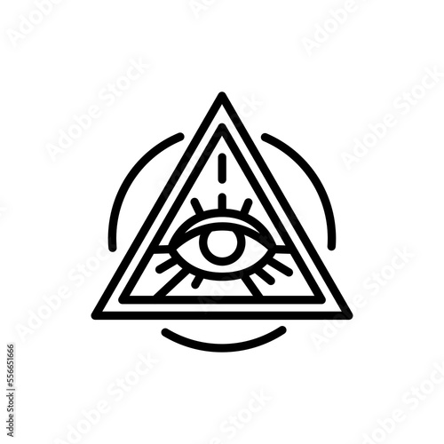 All-seeing eye illuminati line icon. Isolated vector element.