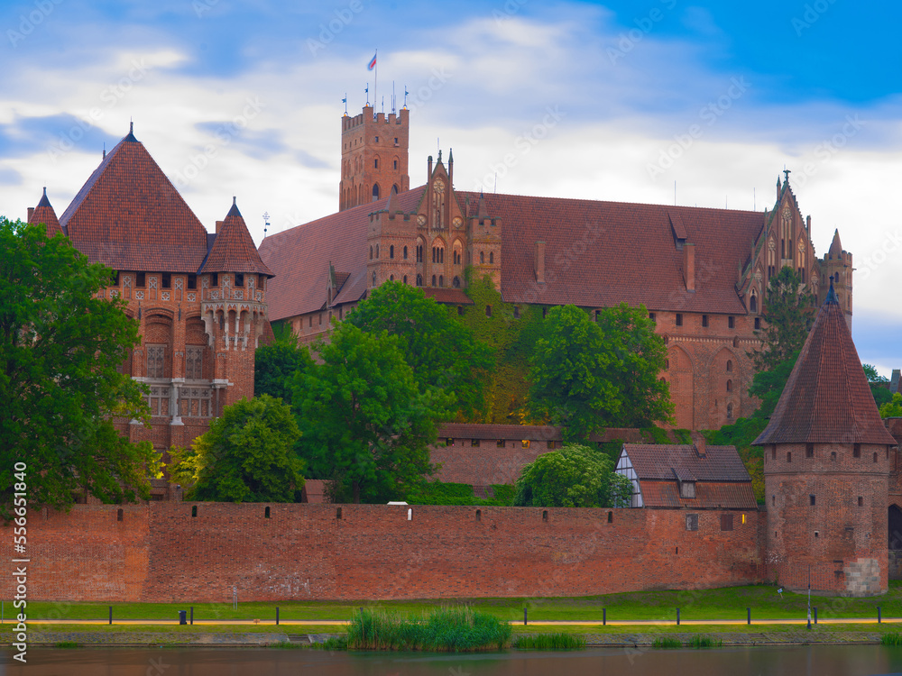 Castle of the Teutonic Knights Order in Malbork, Poland,  is the largest castle in the world. Malbork Poland.
