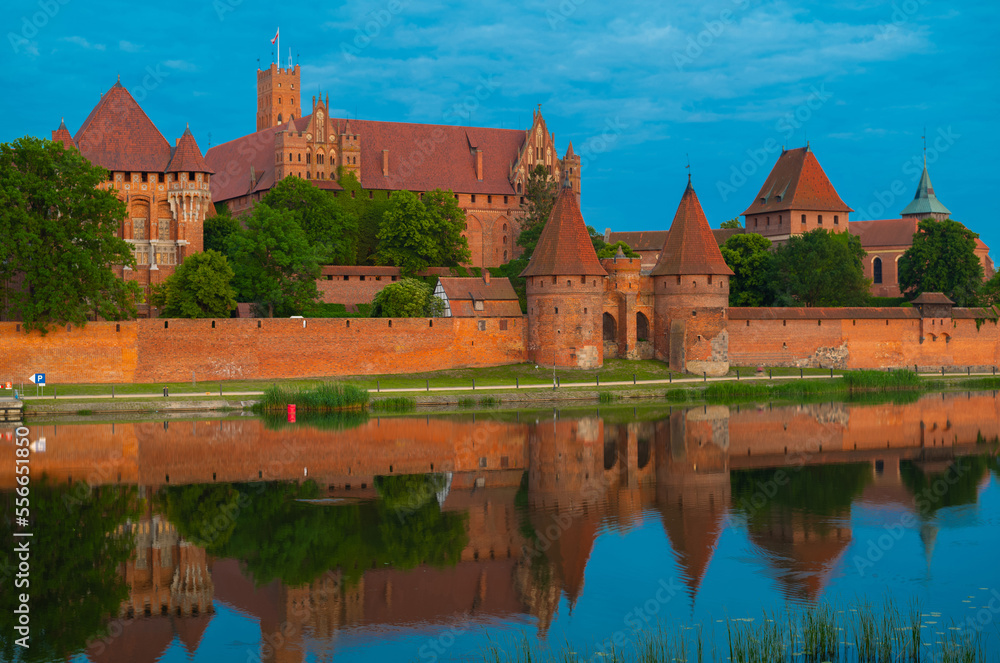 Castle of the Teutonic Knights Order in Malbork, Poland,  is the largest castle in the world. Malbork Poland.