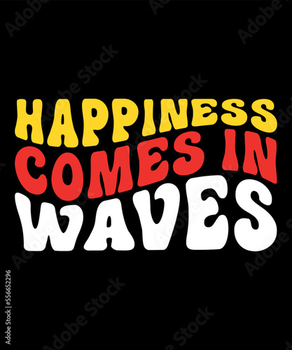 Happiness comes in waves Merry Christmas shirts Print Template  Xmas Ugly Snow Santa Clouse New Year Holiday Candy Santa Hat vector illustration for Christmas hand lettered