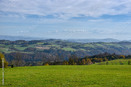 Oberösterreich, Lichtenberg, Mühlviertel, Aussicht, Fernsicht, Traunviertel, Hausruckviertel, Ferne, Natur, Felder, Dörfer, Siedlungen, Wälder, Wald, Siedlung, Feld, weit, Weite, Ebene, Flachland, Hüg