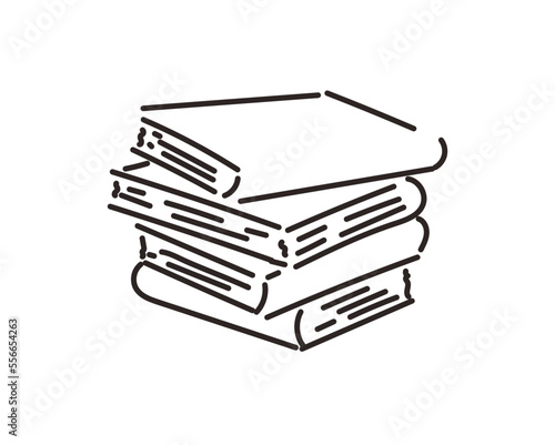 積読　積まれた本　積ん読　イラスト