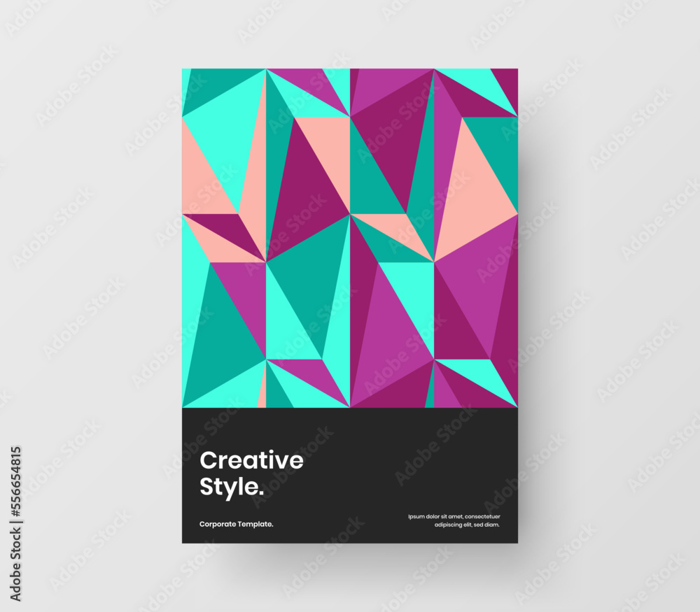 Simple mosaic hexagons brochure concept. Isolated presentation A4 design vector template.