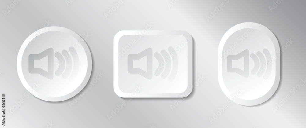 Volume button vector set, realistic 3D white tone style, player button collection, technology and online streaming buttons, technology illustration, sign and symbol. Volume button vector set, realistic 3D white tone style, player button collection, technology and online streaming buttons, technology illustration, sign and symbol.
