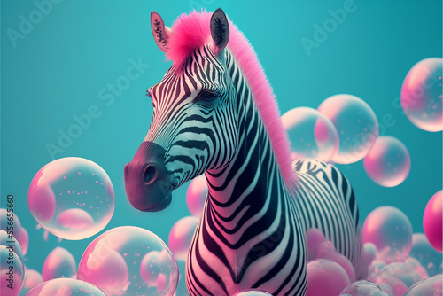 Cute colorful zebra, generative ai