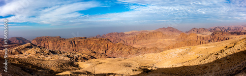 landscape panorama of petra mountains and desert,Jordan