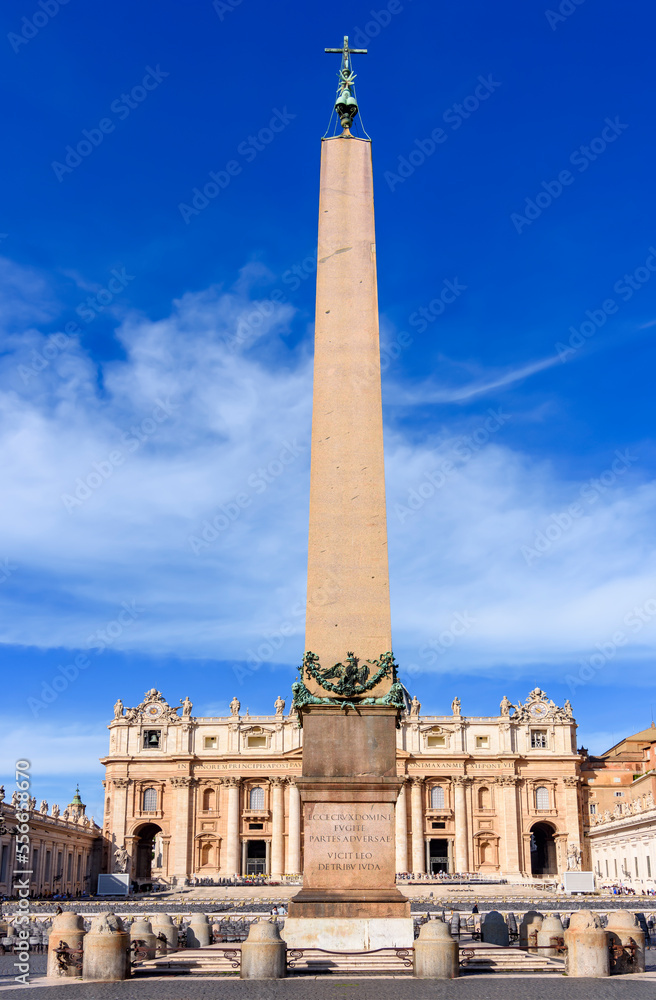 St. Peter's basilica and Egyptian obelisk on Saint Peter's square in Vatican