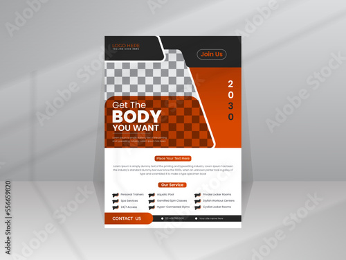 Get the Body with Body Fitness Gym Flyer, Poster template