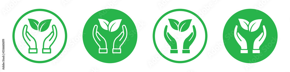 Leaf on hand icon. Ecology icon. Organic icon, vector illustration Leaf on hand icon. Ecology icon. Organic icon, vector illustration