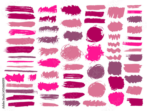 Ink grunge brush stroke vector group. Freehand inkblot streak swash shapes. Splat stain sale sticker imprint pack. Daub gouache spots design.