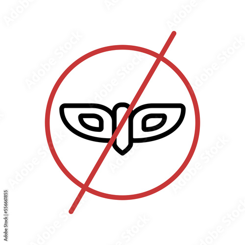The best carnival eye mask forbidden sign, vector illustration in trendy style, from new year icons collection, isolated on white background. Editable graphic resources for many purposes.