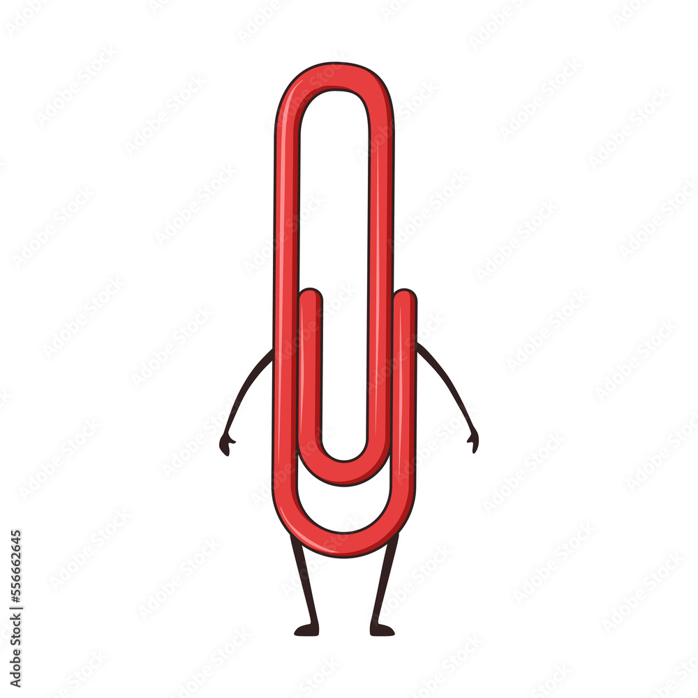 Cute Paper Clip character vector illustration in trendy design style