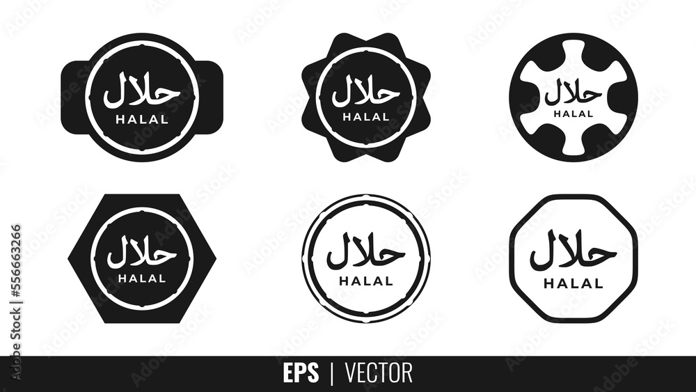 The best Halal Icon vector collection set in six mode, design symbol illustration of halal food product in trendy design style. Suitable for many purposes.