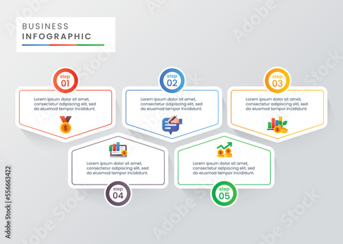 Timeline steps business infographic template