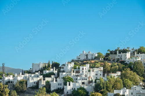Traditional Bodrum houses view and wonderful blue sky