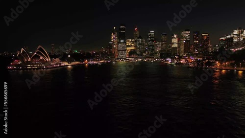 Wallpaper Mural Aerial view of Sydney City at night with Opera house and Harbour bridge. Austalia. Torontodigital.ca