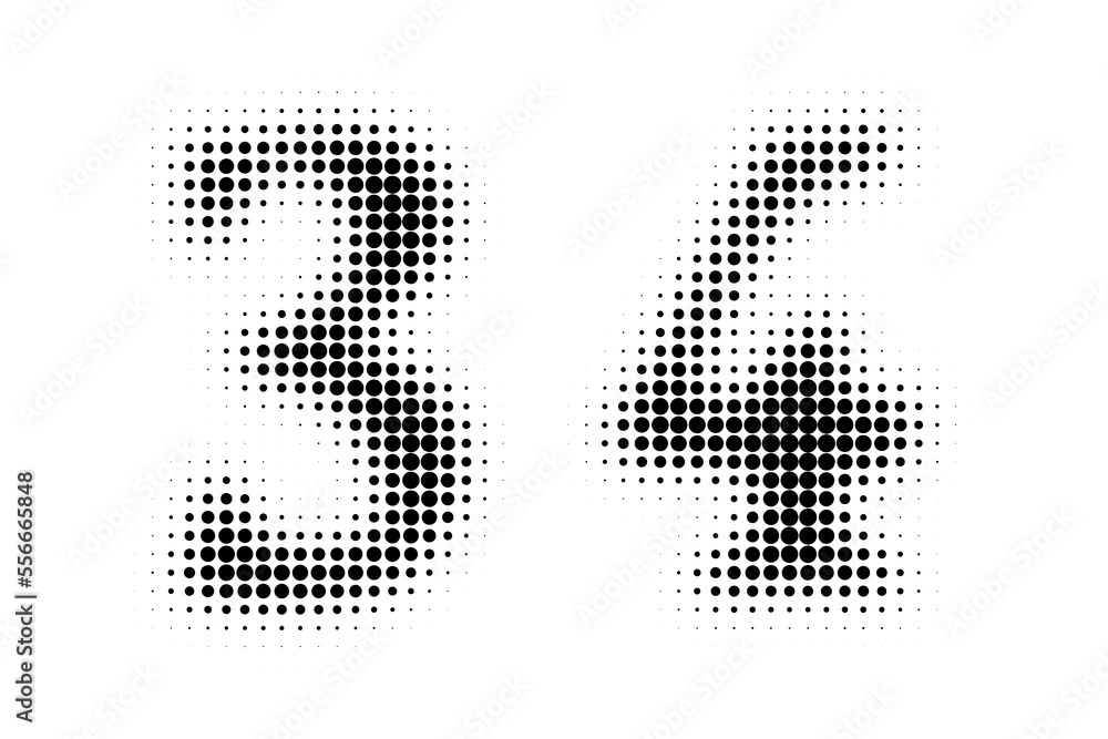 Number 34 Halftone. Pop art style. Halftone dotted backdrop. Design for web banners, wallpaper,sites vector illustration. Abstract Halftone Dotted Number. Number 34 Halftone. Pop art style. Halftone dotted backdrop. Design for web banners, wallpaper,sites vector illustration. Abstract Halftone Dotted Number.