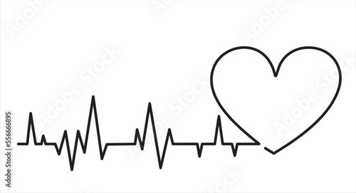 Continuous one line drawing heart pulse logo icon.