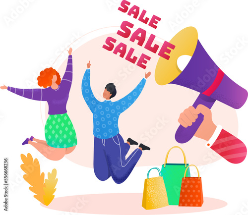 Sale for free delivery, business service for people order vector illustration...