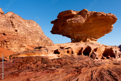 mushroom rock in Wadi Rum desert,Joradn