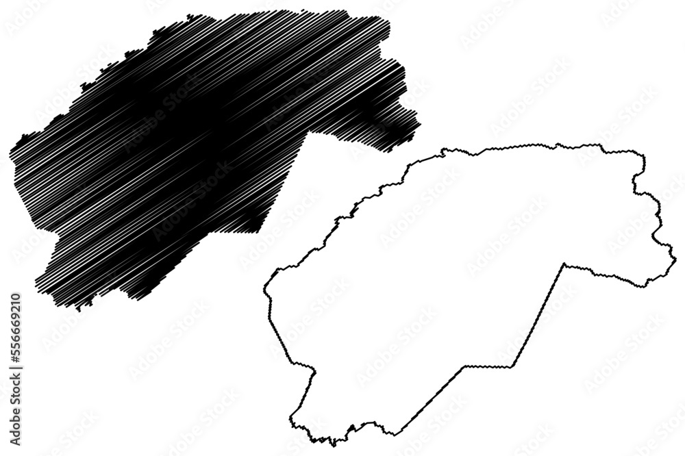Aurora municipality (Ceará state, Municipalities of Brazil, Federative Republic of Brazil) map vector illustration, scribble sketch Aurora map