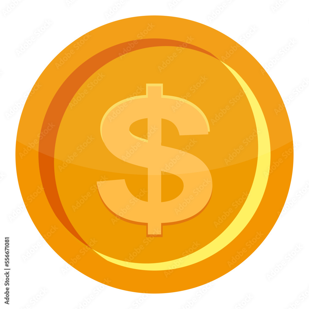 Game coin with dollar icon, best coin design for game, golden dollar coin Game coin with dollar icon, best coin design for game, golden dollar coin