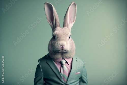 Portrait of a fashionable Bunny. Generative AI © Pixelkingdom
