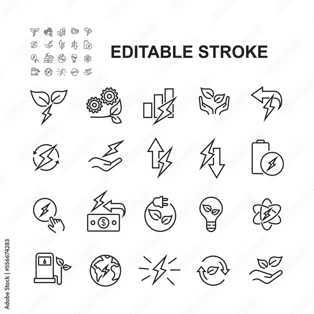Simple Set of Energy Saving Related Vector Line Icons. Simple Set of Energy Saving Related Vector Line Icons.