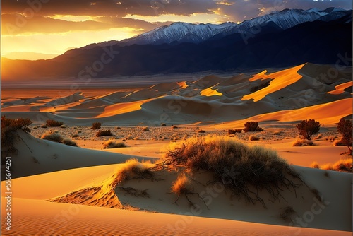 Sand Dunes Death Valley stock photo Barren  California  Death Valley National Park  Depression - Land Feature  Desert Area. Generative AI