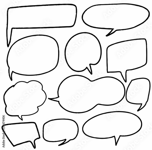 set collection hand drawn doodle of speech bubbles. dialog  talk  balloon  text  communication  comic  chat  thought  dialog  comic  message  symbol  icon. vector design illustration