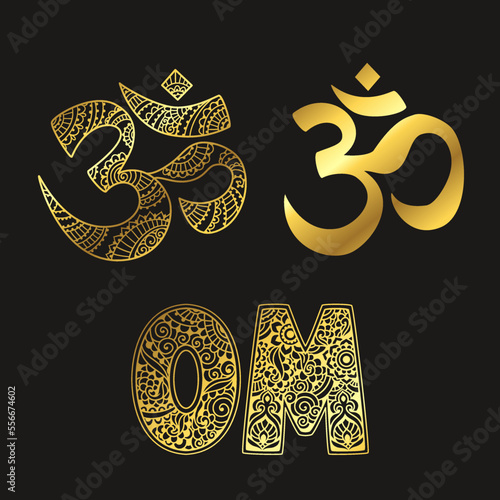 Om yoga logo esoteric art. Vector illustration. Design, hand drawn zenart