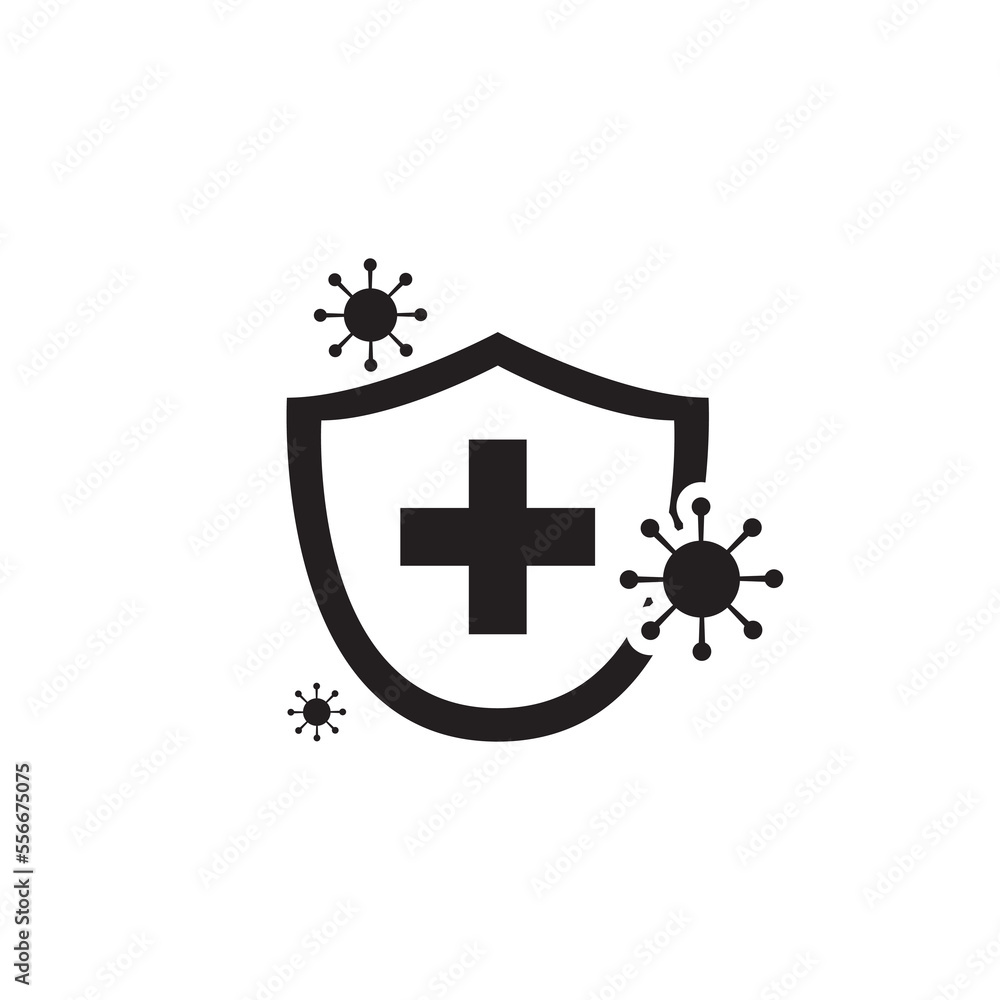 Obraz premium Shield Icon Infection Disease Protection Germs Icon Design Vector
