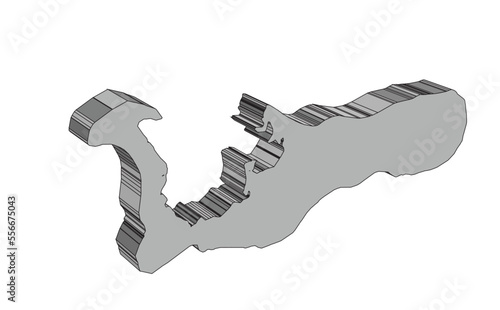 The Cayman Islands 3D Silhouette Map